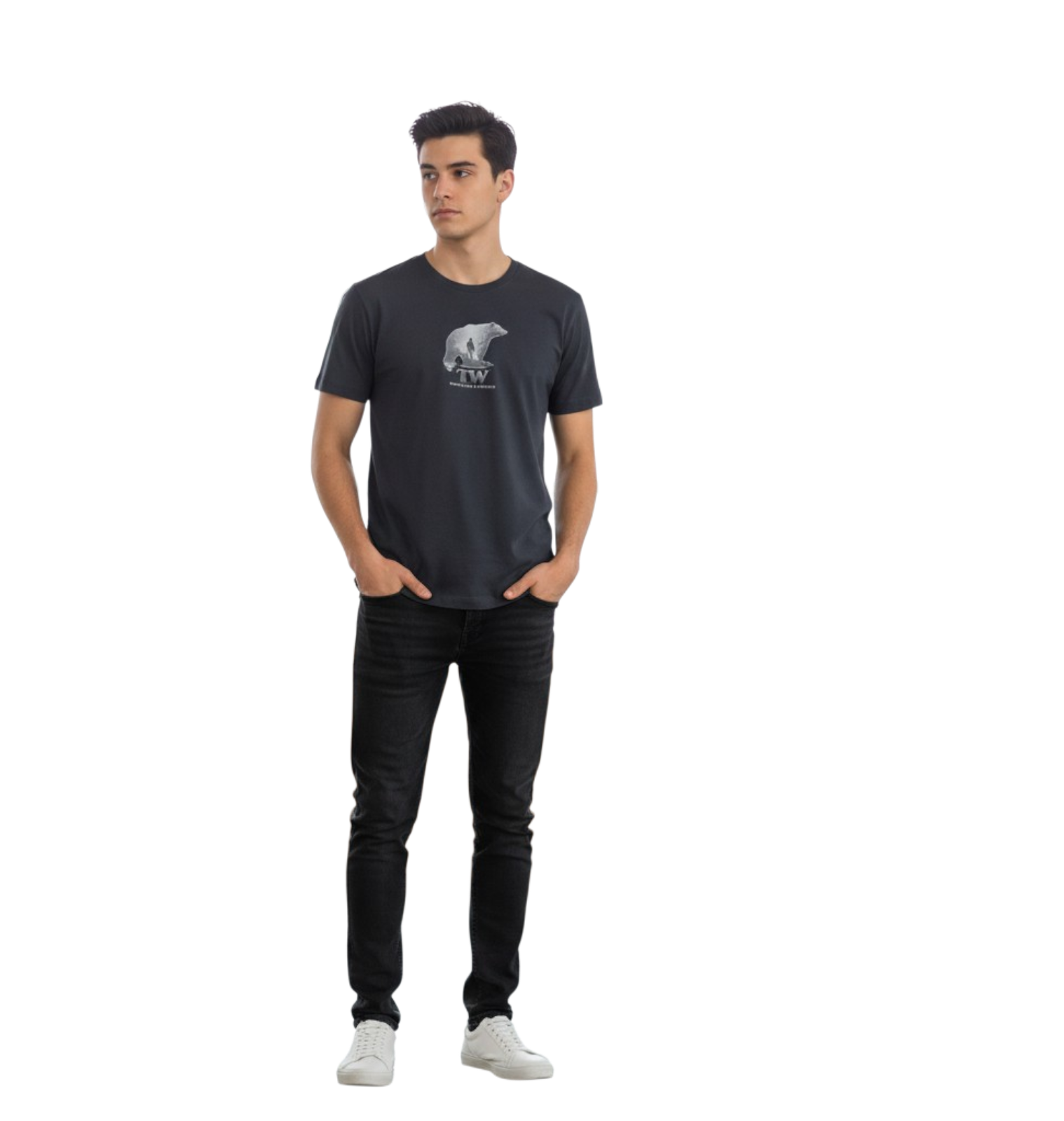 Camiseta Malha TW Urso — Cinza Chumbo