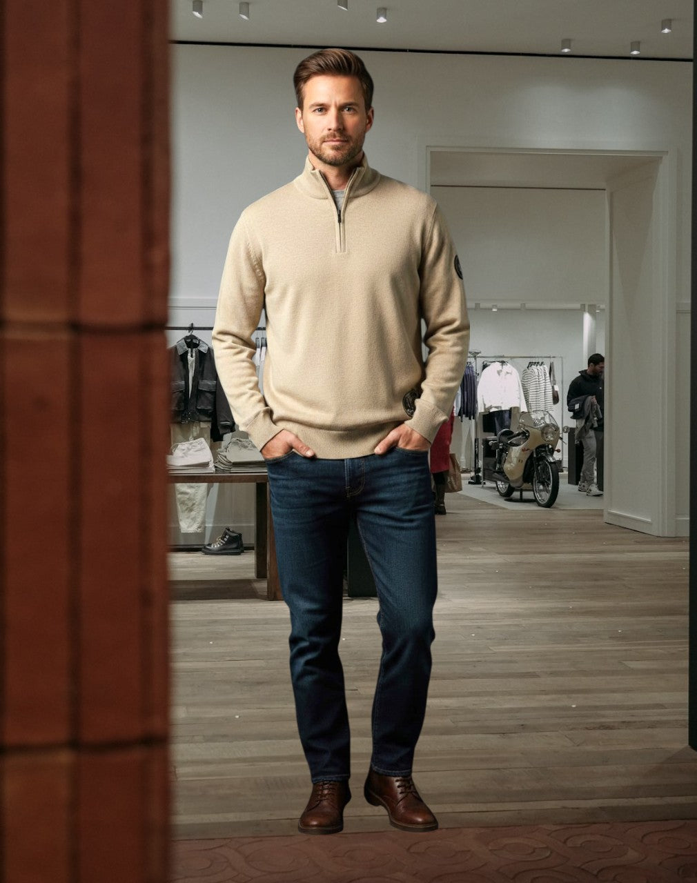 Suéter TW Half-Zip Bege - Leve para o Mundo
