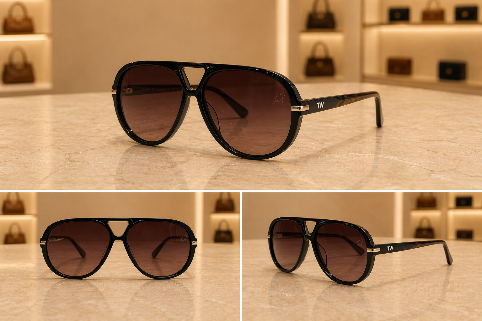 Óculos Aviador TW Urso — Preto Degradê